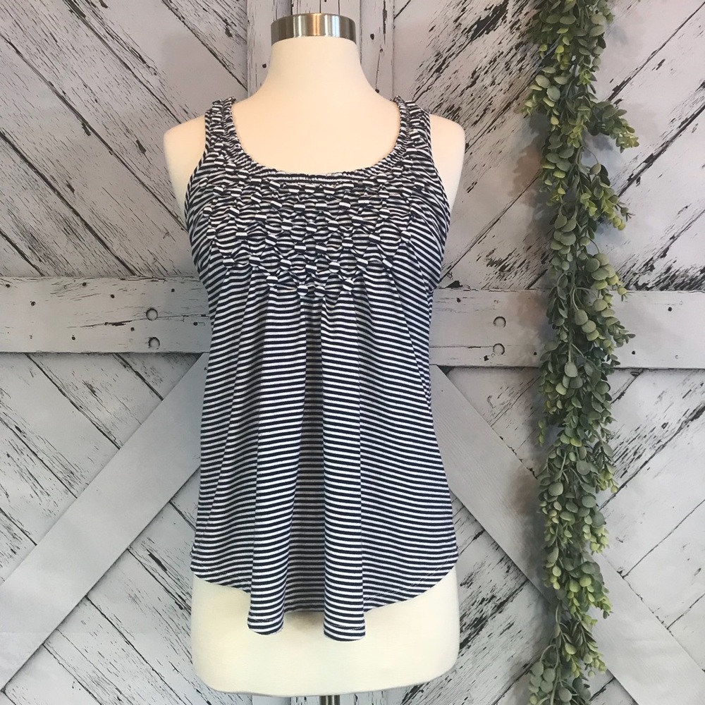 Anthropologie One September Striped Button Top